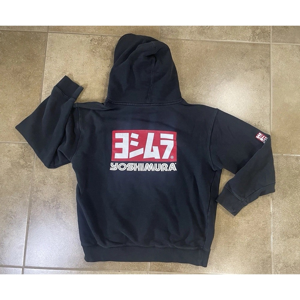 Yoshimura Standard Fit Hoodie Mens Sz M Black Cotton Drawstrings Motorcycle